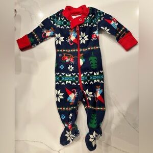Hanna Anderson NewbornBaby Holiday Footed One-Piece Sleeper - Navy with Red Trim